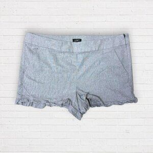 LOFT Gray Linen Blend Flat Front Ruffle Edge Trim Cuff Shorts 12
